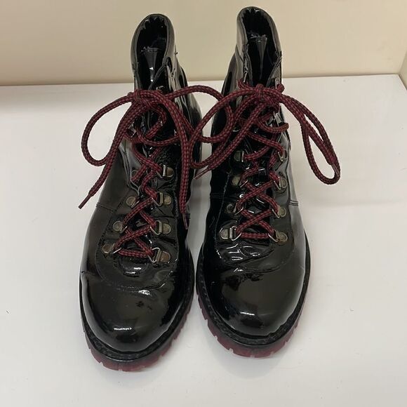 Italian Patent Leather Boots with Laces - Picture 2 of 8